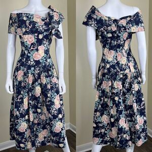 Vintage Jessica McClintock Gunne Sax Womens Size M Floral Midi Dress Cottagecore